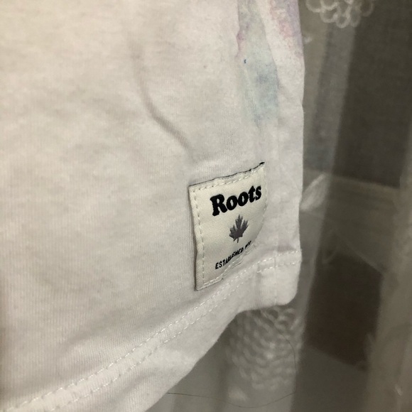 🎄 Roots watercolour T-shirt SZ S purple/blue - Picture 2 of 9